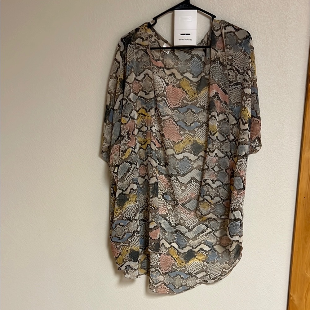 Multicolor Snake Print Kimono